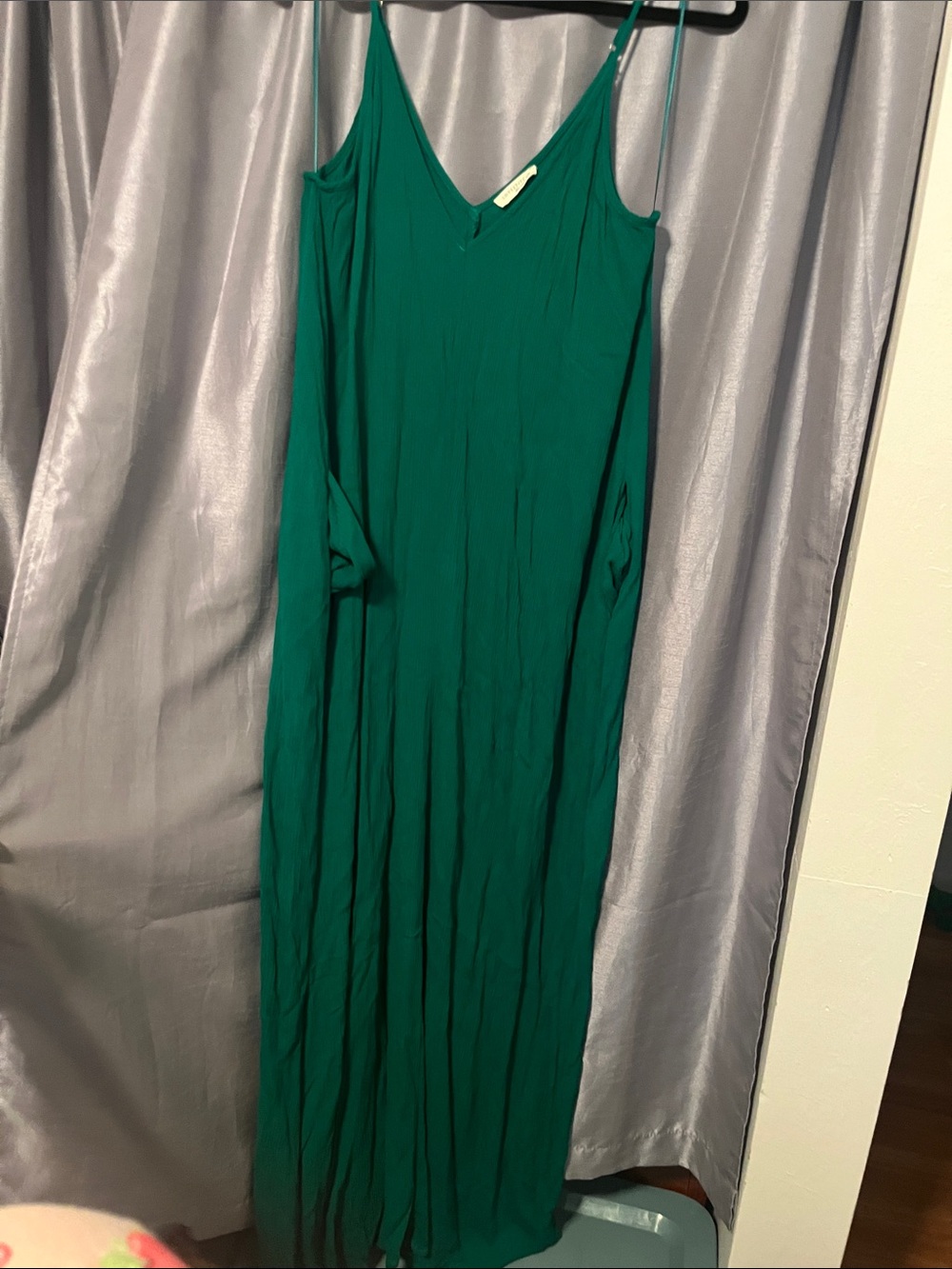 V-Neck Emerald Green Maxi Slip Dress